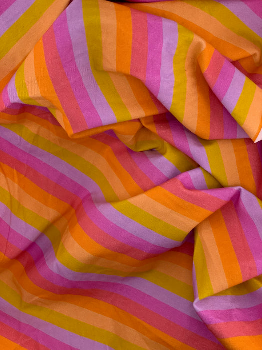 RTS COTTON LYCRA -orange pink yellow stripes